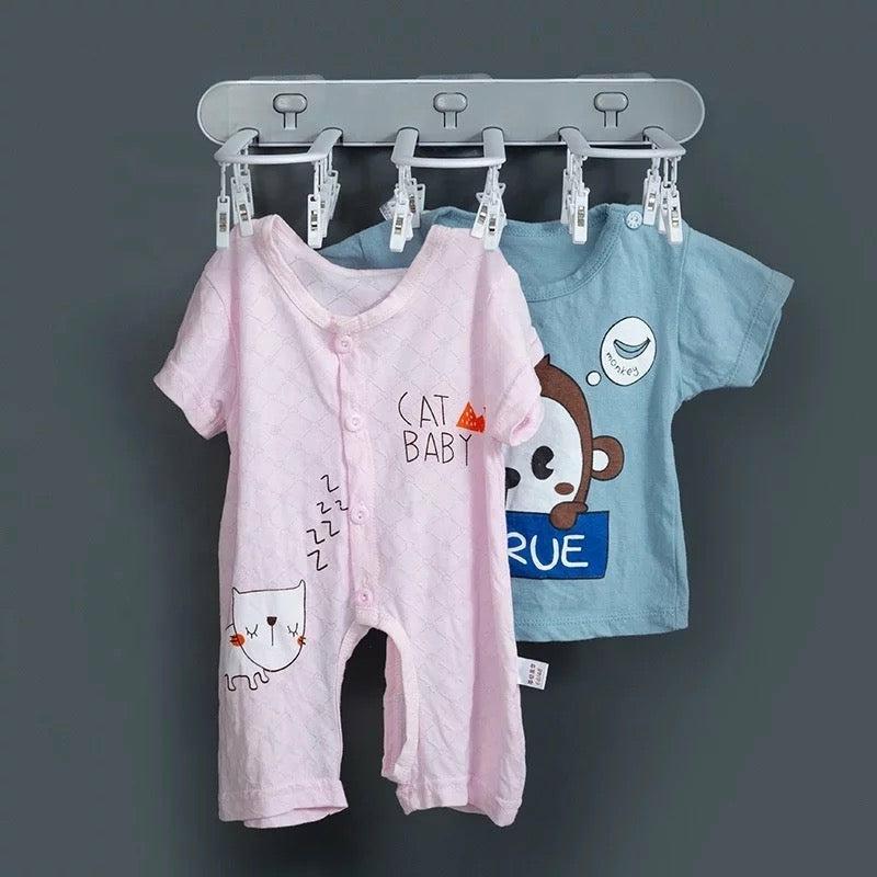 Bathroom & Laundry Supplies |  Folding Drying Rack, Multi-Clips Wall-Mount Cloth Hanger Bath & Laundry Bathroom & Laundry Supplies