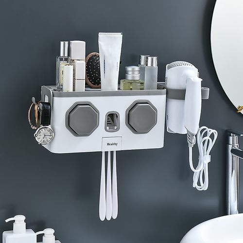 Bathroom Organization |  2 Cups Multifunctional Toothbrush Holder Automatic Toothpaste Organizer Bath & Laundry 2 Cups Multifunctional Toothbrush Holder Automatic Toothpaste Organizer