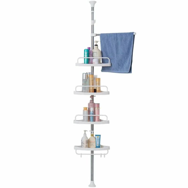 Bathroom Organization |  4 Tier Adjustable Bathroom Corner Tower Rack, Tension Pole Toiletries Storage Organizer Shelf Bath & Laundry 4 Tier Adjustable Bathroom Corner Tower Rack, Tension Pole Toiletries Storage Organizer Shelf