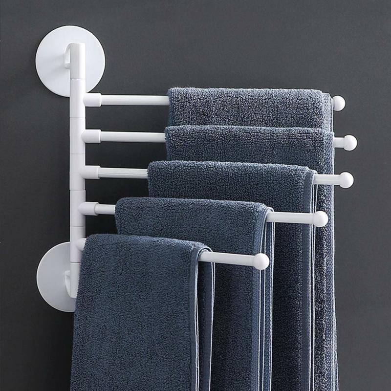 Bathroom Organization |  5 Layer Wall Mount Rotating Punch-Free Bathroom Towel Rack Bath & Laundry 5 Layer Wall Mount Rotating Punch-Free Bathroom Towel Rack