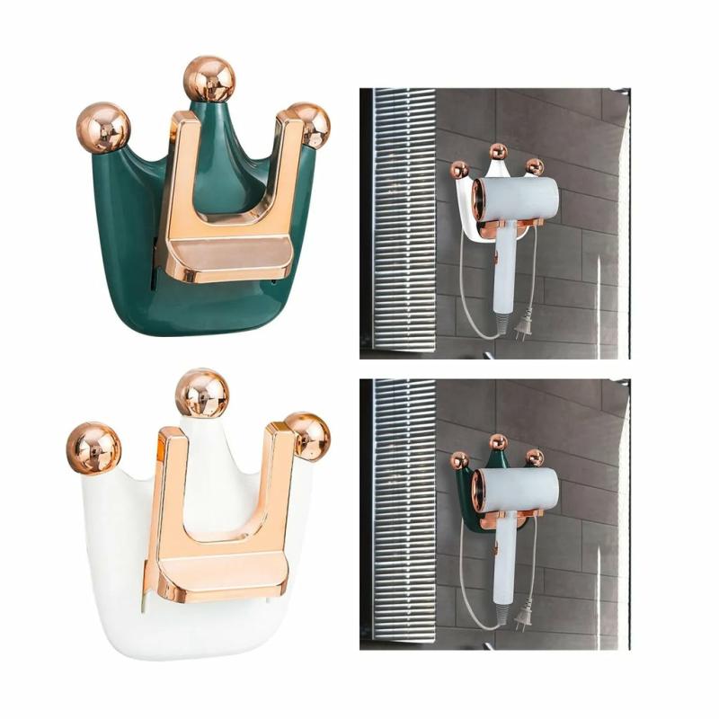 Bathroom Organization |  Collapsible Wall Mounted Hair Dryer Holder, Countertop Hair Dryer Organizer Bath & Laundry Bathroom Organization