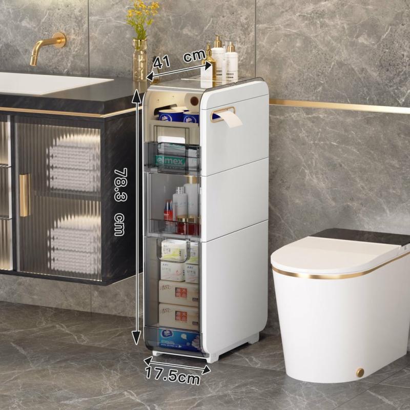 Bathroom Organization |  Drawer-Type Movable Multi-Layer Ultra-Narrow Bathroom Storage Cabinet Bath & Laundry Bathroom Organization