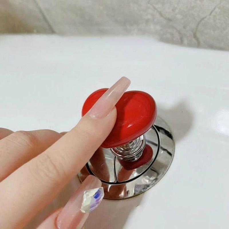 Bathroom Organization |  Heart Shaped Plastic Toilet Tank Push Button – Flush Replacement Parts For Bathroom, Cabinet, Door Bath & Laundry Bathroom Organization