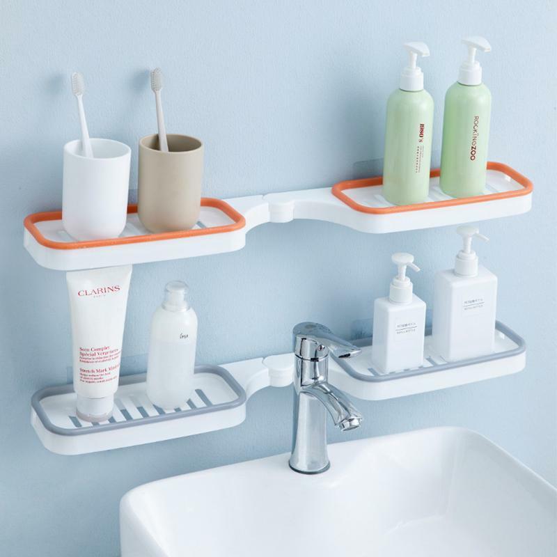 Bathroom Organization |  Wall Mount Punch Free Bathroom Organizer Rack Bath & Laundry Bathroom Organization