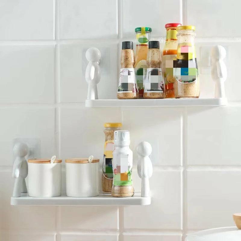 Bathroom Organization |  Wall Mount Punch-Free Storage Rack Bath & Laundry Bathroom Organization