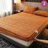 Bedsheet & Mattress |  Fitted Size Washable Thicken Quilted Velvet Solid Color Mattress Bedsheet + 2 Pillow Case Bedsheet & Mattress 1