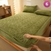 Bedsheet & Mattress |  Fitted Size Washable Thicken Quilted Velvet Solid Color Mattress Bedsheet + 2 Pillow Case Bedsheet & Mattress 1