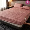 Bedsheet & Mattress |  Fitted Size Washable Thicken Quilted Velvet Solid Color Mattress Bedsheet + 2 Pillow Case Bedsheet & Mattress 1