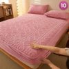 Bedsheet & Mattress |  Fitted Size Washable Thicken Quilted Velvet Solid Color Mattress Bedsheet + 2 Pillow Case Bedsheet & Mattress 1