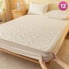 Bedsheet & Mattress |  Fitted Size Washable Thicken Quilted Velvet Solid Color Mattress Bedsheet + 2 Pillow Case Bedsheet & Mattress 1