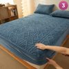 Bedsheet & Mattress |  Fitted Size Washable Thicken Quilted Velvet Solid Color Mattress Bedsheet + 2 Pillow Case Bedsheet & Mattress 1