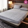 Bedsheet & Mattress |  Fitted Size Washable Thicken Quilted Velvet Solid Color Mattress Bedsheet + 2 Pillow Case Bedsheet & Mattress 1