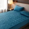 Bedsheet & Mattress |  Fitted Size Washable Thicken Quilted Velvet Solid Color Mattress Bedsheet + 2 Pillow Case Bedsheet & Mattress 1