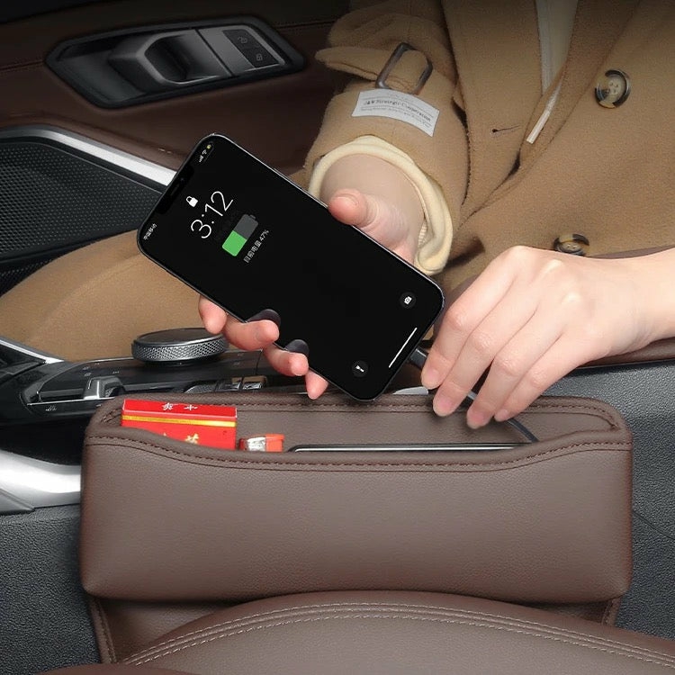 Car Accessories |  Car Seat Gap Storage Box Organizer – Pu Leather Car Organizer For Phone, Cards, Keys Car Accessories Beige