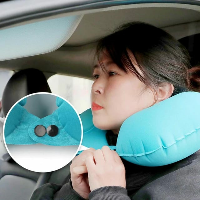 Car Accessories |  Inflatable U-Shape Travel Neck Pillow – Portable Sleeping Pillow For Planes, Trains, Cars Car Accessories Blue