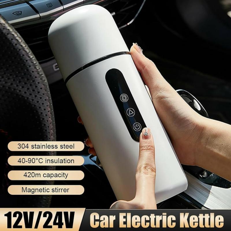 Car Accessories |  Portable Coffee And Tea Car Heating Bottle Cup – Electric Kettle With Automatic Stirring Car Accessories Black