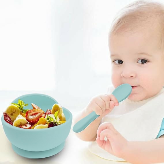 Child & Toddler |  Baby Silicone Feeding Bowl With Spoon, Strong Suction Kids Tableware Baby Care Baby Care