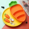 Child & Toddler |  Children Non-Slip Silicone Suction Dinner Plate, Divided Carrot Shaped Baby Plate With Fork Spoon Child & Toddler Child & Toddler