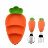 Child & Toddler |  Children Non-Slip Silicone Suction Dinner Plate, Divided Carrot Shaped Baby Plate With Fork Spoon Child & Toddler Child & Toddler