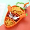 Child & Toddler |  Children Non-Slip Silicone Suction Dinner Plate, Divided Carrot Shaped Baby Plate With Fork Spoon Child & Toddler Child & Toddler