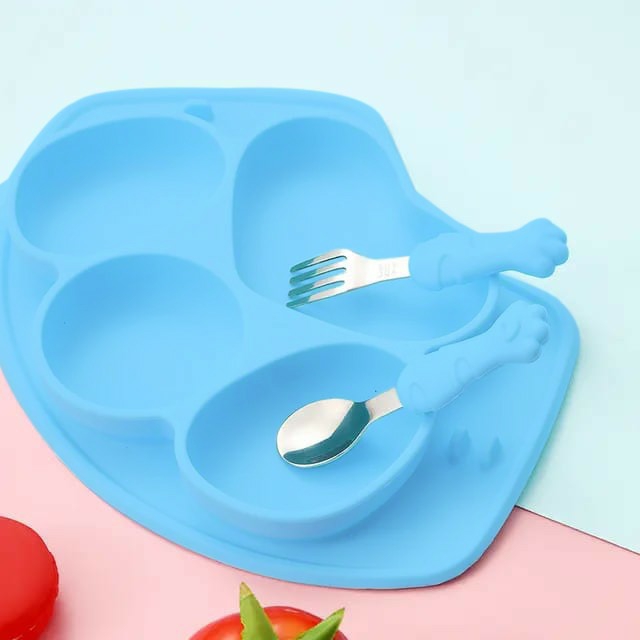 Child & Toddler |  Silicone Baby Toddler Dinner Plates, Non-Slip Suction Divided Plate With Fork Spoon For Children Child & Toddler Child & Toddler