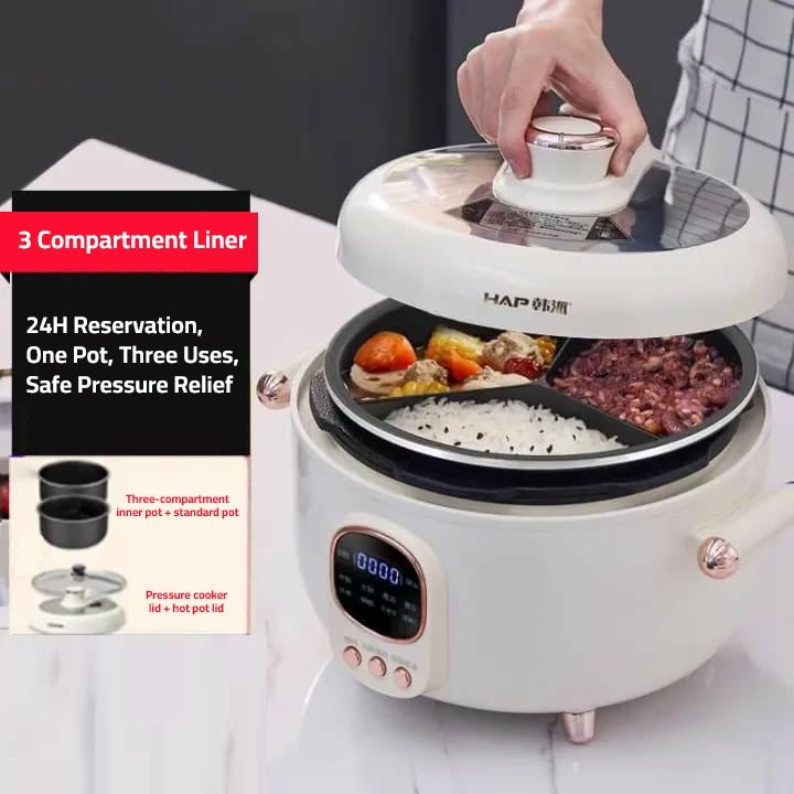 Cooking Appliances |  Electric Pressure Cooker – Multi-Functional Rice Cooker With Three Compartment And Chafing Dish Capabilities Cooking Appliances Cooking Appliances