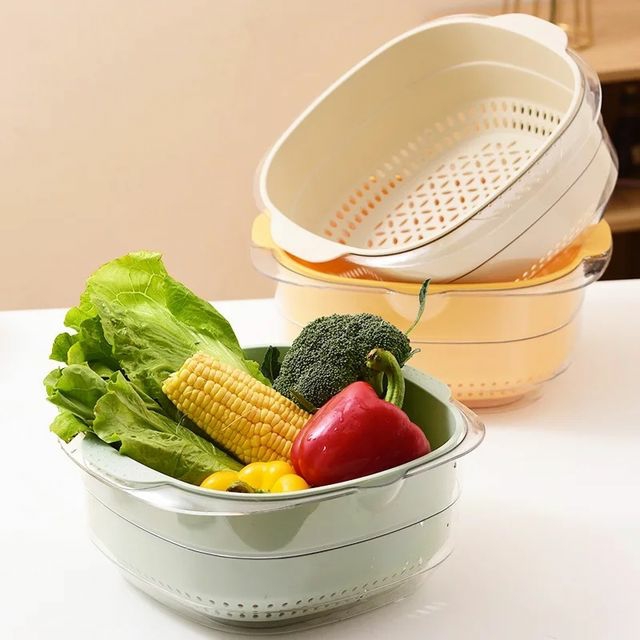 Cookware, Cutleries & Mugs |  Double Layer Vegetable Fruit Washing Drain Basket Storage For Kitchen Cookware, Cutleries & Mugs Cookware, Cutleries & Mugs