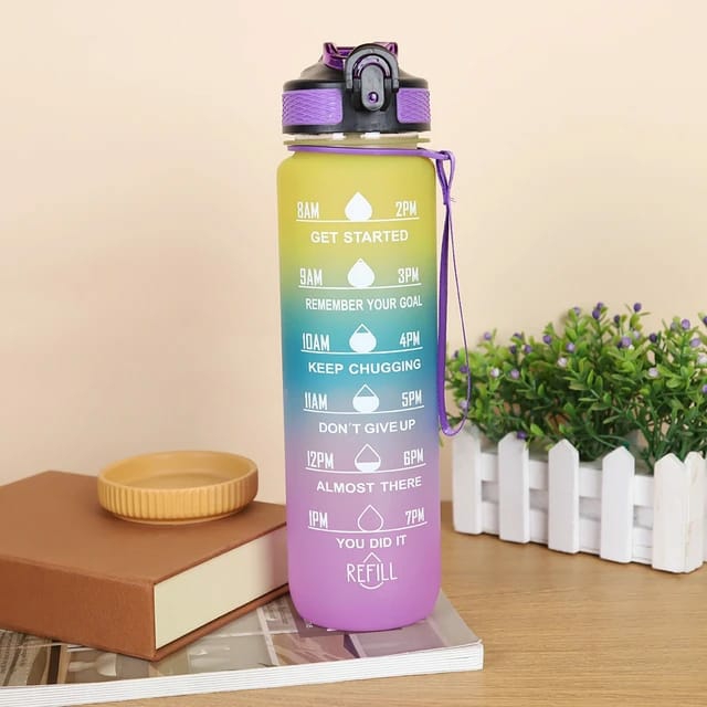 Cookware, Cutleries & Mugs |  Motivational Drinking Water Bottle, Time Marker Sipper For Adults, Office, Gym, Sports Cookware, Cutleries & Mugs Blue-Pink