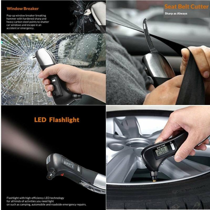 Diy & Tools |  9 In 1 Digital Tire Pressure Gauge – Multifunctional Rescue Tool Kit, Flashlight With Tire Pressure Measuring Car Accessories 9 In 1 Digital Tire Pressure Gauge - Multifunctional Rescue Tool Kit, Flashlight With Tire Pressure Measuring