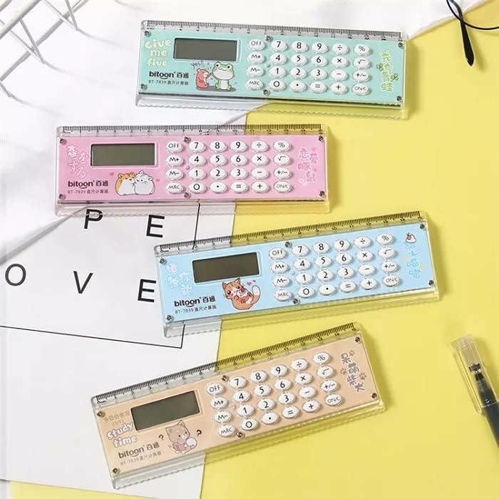 Diy & Tools |  Cartoon Design 15 Cm Scale With Digital Calculator For Kids Diy & Gadgets Beige