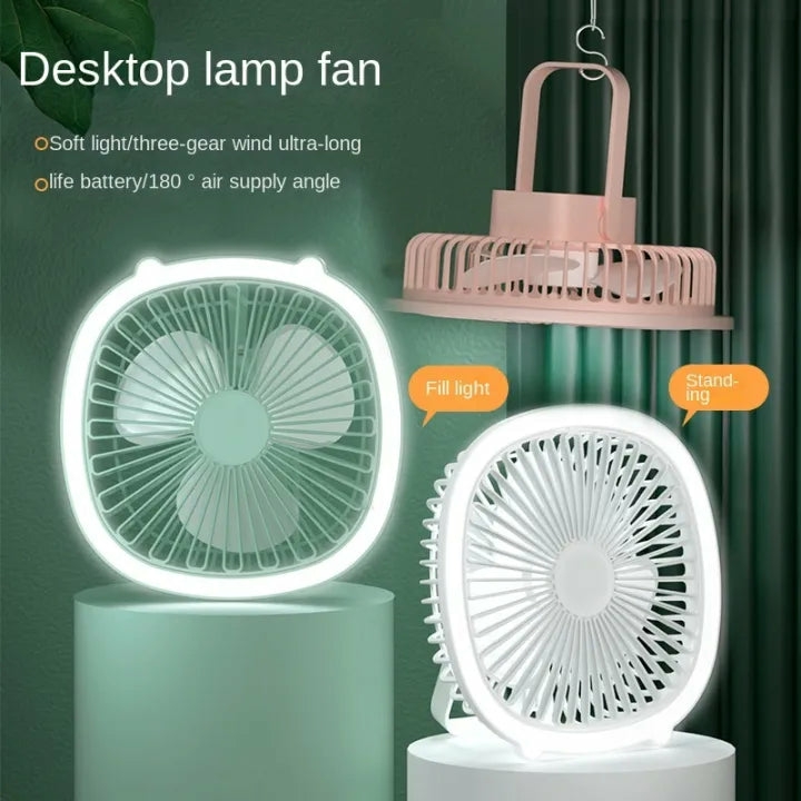 Electronics & Smart Home |  Portable Usb Rechargeable Mini Desk Fan With Lamp Electronics & Lighting Electronics & Smart Home