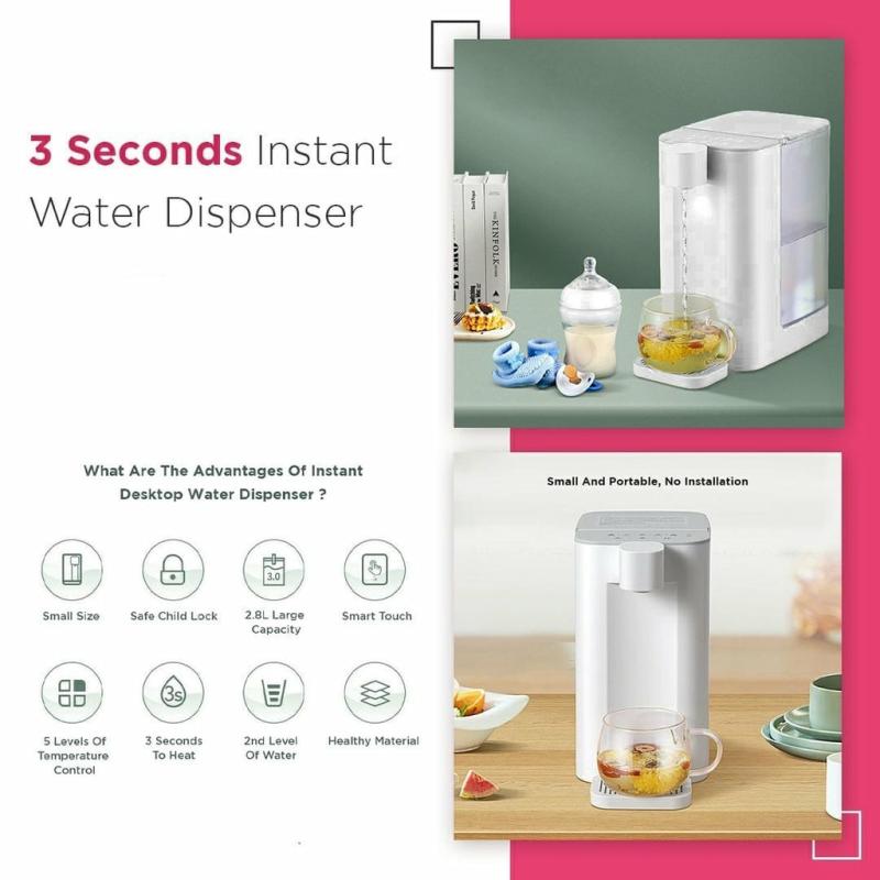 Food Dispensers & Storage |  2.8L Instant Heating Desktop Water Dispenser – Fast Heat, Smart Touch Panel, 5 Modes Electronics & Lighting 2.8L Instant Heating Desktop Water Dispenser - Fast Heat, Smart Touch Panel, 5 Modes