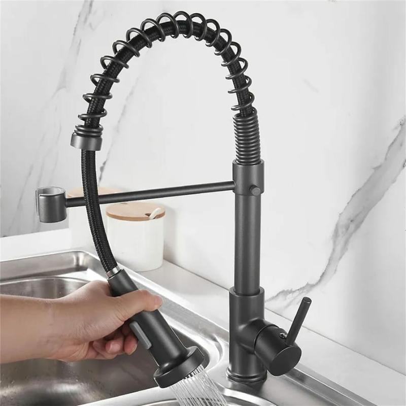 Home Care |  Kitchen Faucet With Pull Down Sprayer, 360° Rotation Hot And Cold Kitchen Sink Mixer Tap Home & Decor Black