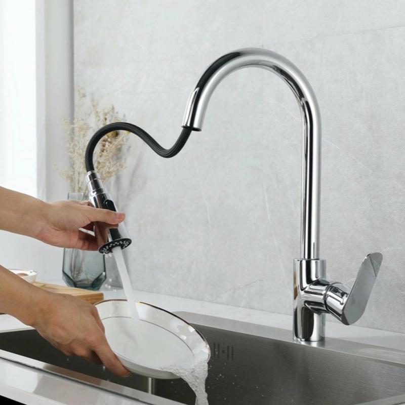 Home Care |  Multi-Functional Kitchen Pull Out Tap, Stainless Steel Kitchen Sink Faucet With Sprayer Home & Decor Black