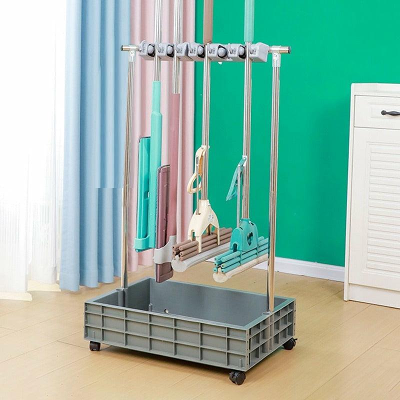 Home Organization |  Movable Mop Broom Holder, Household Mop Rack, Garden Tool Storage Organizer Home & Cleaning Home & Cleaning