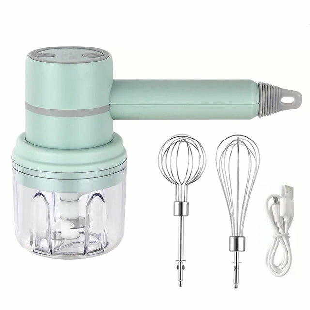 Juicers, Blenders & Grinders |  3In1 Wireless Usb Garlic Chopper Egg Beater 3-Speed Control Waterproof With 2 Mixing Rods Juicers, Blenders & Grinders 3In1 Wireless Usb Garlic Chopper Egg Beater 3-Speed Control Waterproof With 2 Mixing Rods