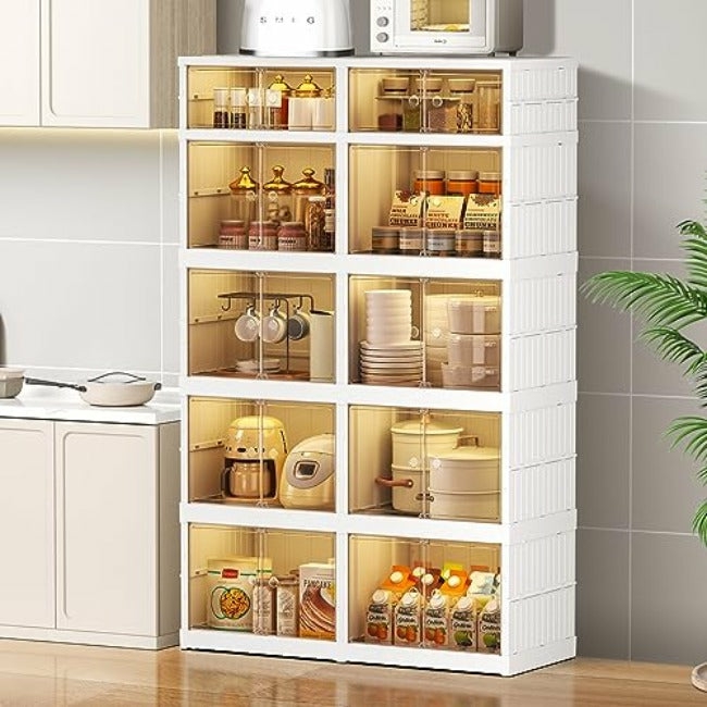 Kitchen Improvement |  Multi-Purpose Large Stackable Organizer For Home, Foldable Storage Kitchen Cabinet With Doors Home & Decor Kitchen Improvement