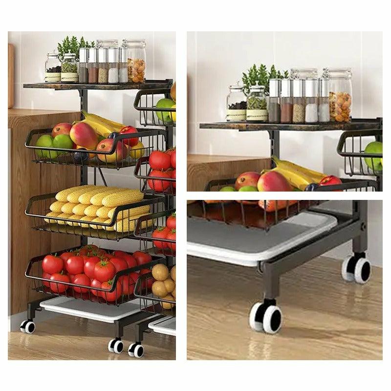 Kitchen Organization |  Adjustable Fruit Vegetable Basket Cart – Stackable Home Storage Rack For Kitchen Home & Decor Adjustable Fruit Vegetable Basket Cart - Stackable Home Storage Rack For Kitchen