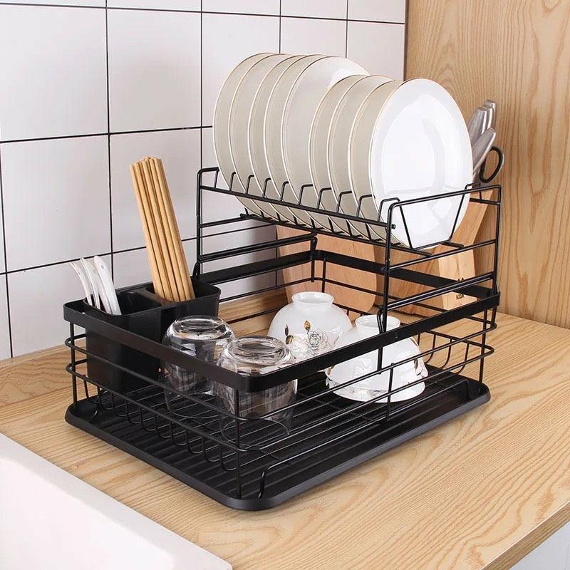 Kitchen Organization |  Dish Drying Rack, Countertop Dish Storage Holder, Dish Organizer For Kitchen Home & Decor Black