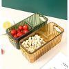 Kitchen Organization |  Double Layer Fruit / Snack Box With Drain And Separator Kitchen Organization Brown