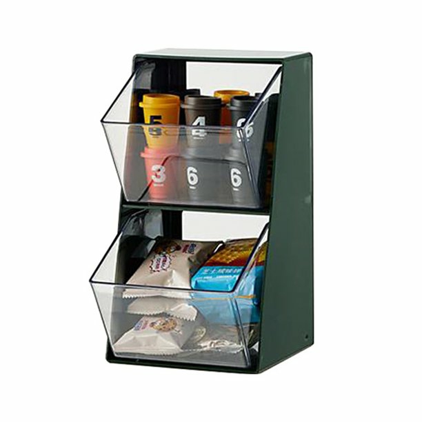 Kitchen Organization |  Multi-Layer Desktop Dustproof Storage Rack, Coffee Tea Bag Organizer Box Kitchen Organization Dark Green