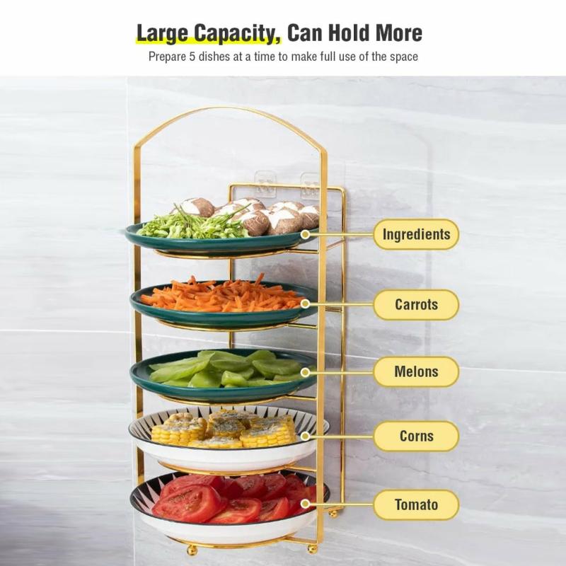 Kitchen Organization |  Multi Layer Wall Mount Kitchen Side Dish Storage Rack Cookware, Cutleries & Mugs Cookware, Cutleries & Mugs