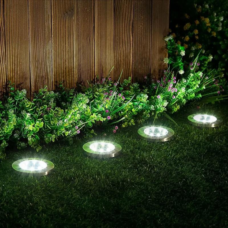 Outdoor Lighting |  Solar Garden Outdoor Led Disk Lamps, Ip65 Waterproof Stainless Steel Solar Floor Light [Pack Of 4 Pcs] Electronics & Lighting Outdoor Lighting