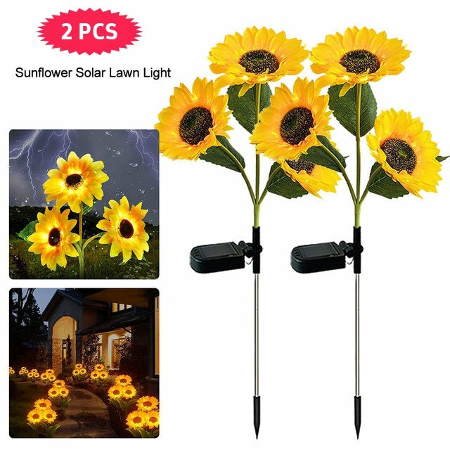 Outdoor Lighting |  Solar Sunflowers Outside Garden Lawn Decor Light, Ip65 Waterproof Solar Pathway Light [Pack Of 2 Pcs] Electronics & Lighting Outdoor Lighting