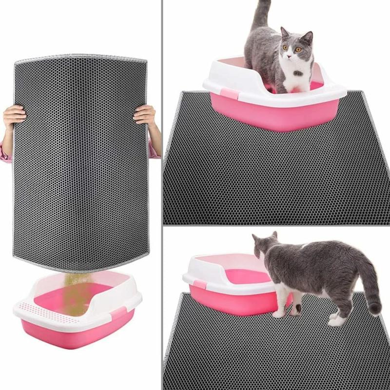 Pet Supplies |  Cat Litter Tray Mat With Honeycomb Design, Waterproof Double Layer Pet Animal Litter Mat Pet Supplies Black