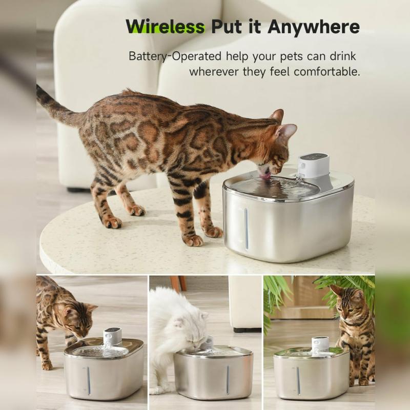 Pet Supplies |  Smart Wireless Cat Water Fountain, Auto Sensor Pet Drinking Water Dispenser Pet Supplies Pet Supplies