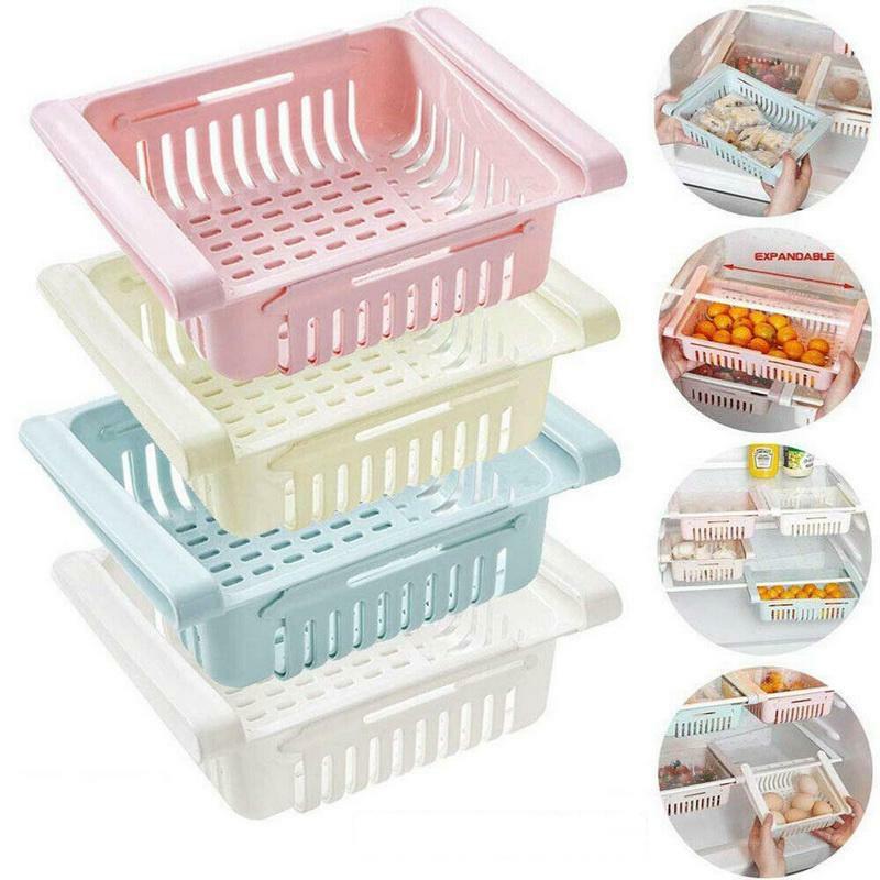 Refrigeration & Storage |  4 Pcs Adjustable Fridge Storage Basket Kitchen Supplies 4 Pcs Adjustable Fridge Storage Basket