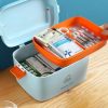 Travel Essentials |  Portable Multi Layer Medical First Aid Box, Large Capacity Medicine Storage Box Travel & Outdoor Beige