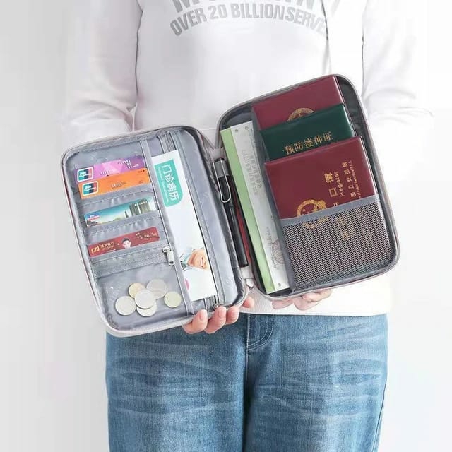 Travel Essentials |  Travel Passport And Document Organizer Bag – Multiple Compartments For Credit Id Cards, Certificate Travel & Outdoor Travel Essentials