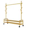 Wardrobe & Organization |  Heavy Duty Clothes Organizer Hanger Rack, Movable Cloth Display Stand With Lower Storage Shelf Home & Decor Black